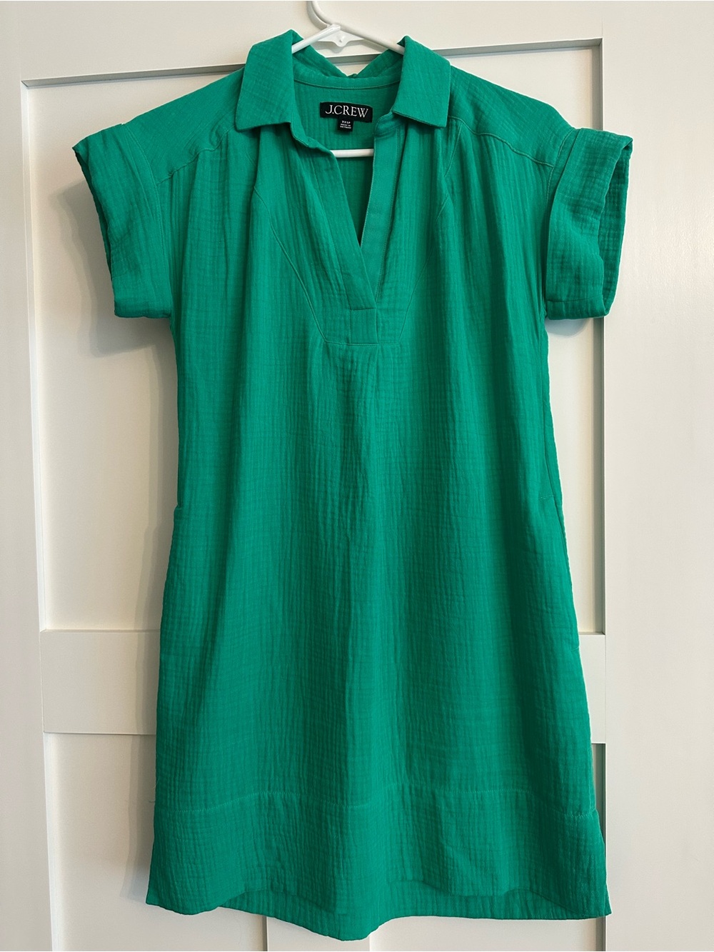 J. Crew Green textured Gauze polo Shift dress